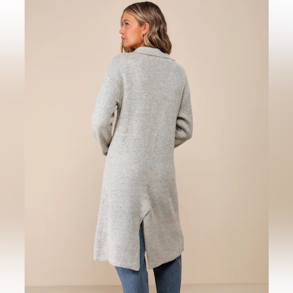 Lulu's Cream Open-Front Long Knit Cardigan - Picture 5 of 10